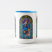 平和地球のラファエロ前の画家のクリスマスの陶磁器のマグ ツートーンマグカップ (中央)