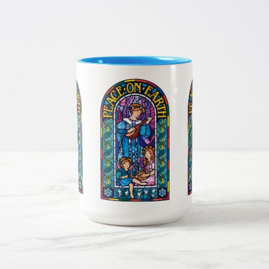 平和地球のラファエロ前の画家のクリスマスの陶磁器のマグ ツートーンマグカップ (中央)