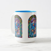 平和地球のラファエロ前の画家のクリスマスの陶磁器のマグ ツートーンマグカップ (正面左)