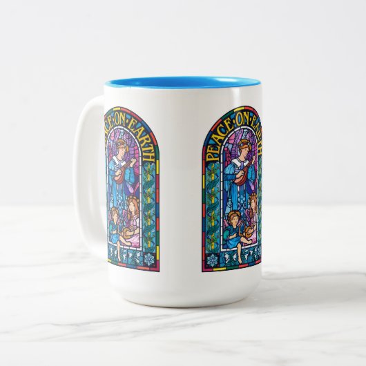 平和地球のラファエロ前の画家のクリスマスの陶磁器のマグ ツートーンマグカップ (正面左)
