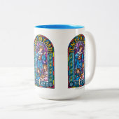 平和地球のラファエロ前の画家のクリスマスの陶磁器のマグ ツートーンマグカップ (正面右)