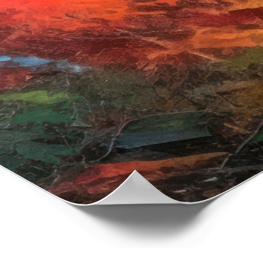 平和型サンセットマウンテン秋日本のファインアート ポスター (角)