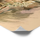 平和夕日の熱帯ビーチ水彩 ポスター (角)