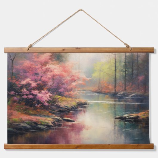平和川イン秋日本のフォレストファインアート 吊り下げ型タペストリー (正面)