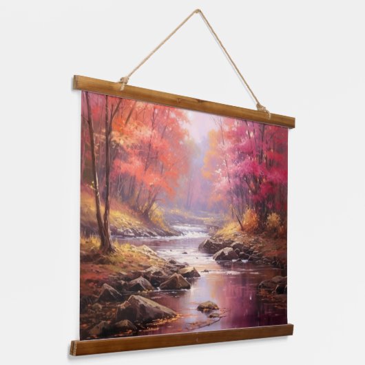 平和川モーニング秋日本のファインアート 吊り下げ型タペストリー (傾斜あり)
