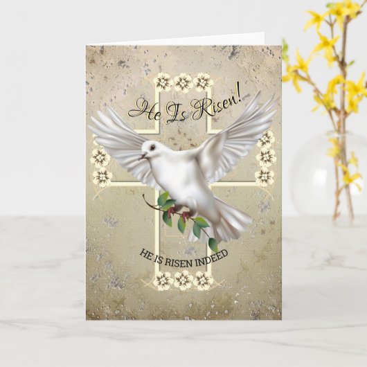 平和復活祭の鳩 カード (黄色い花)
