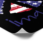 平和想像アメリカ国旗のアメリカ平和サイン4th ポスター (角)