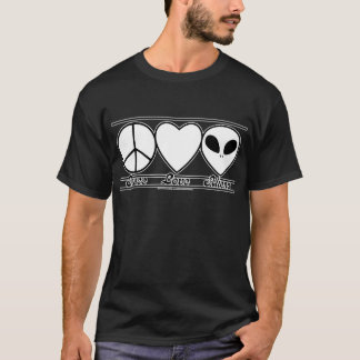平和愛およびエイリアン Tシャツ
