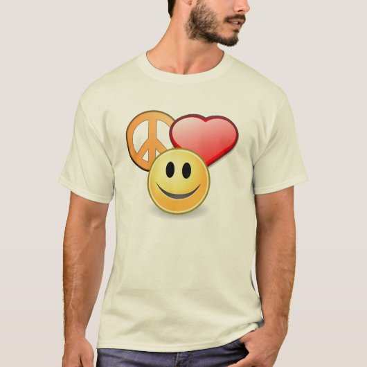 平和愛および幸福の人のTシャツ Tシャツ (正面)