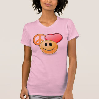 平和愛および幸福の女性のTシャツ Tシャツ