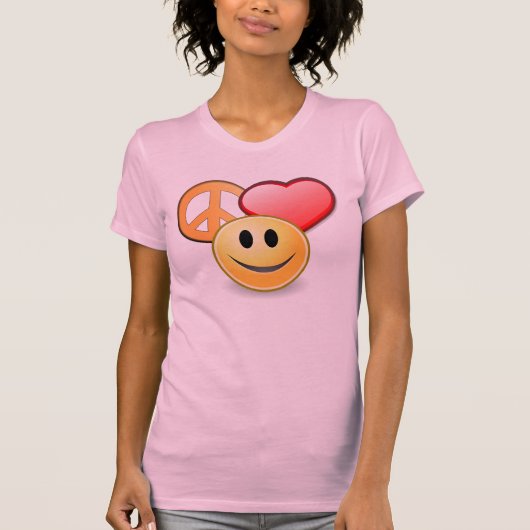 平和愛および幸福の女性のTシャツ Tシャツ (正面)