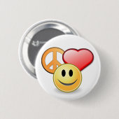 平和愛および幸福ボタン 缶バッジ (正面&裏面)