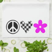 平和愛および花 キッチンタオル (折り畳み)