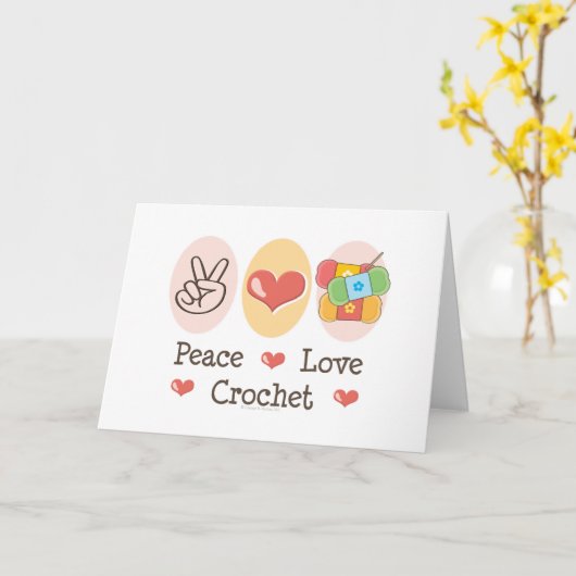 平和愛かぎ針編みの挨拶状 カード (黄色い花)