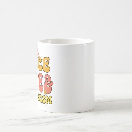 平和愛とアンチ人種差別 コーヒーマグカップ (中央)