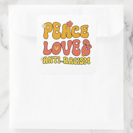 平和愛とアンチ人種差別 スクエアシール (バッグ)