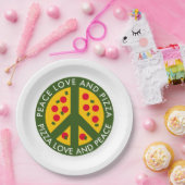 平和愛とピザ使い捨ておもしろいパーティープレート ペーパープレート (パーティー)