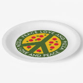 平和愛とピザ使い捨ておもしろいパーティープレート ペーパープレート (アングル)