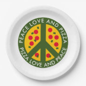 平和愛とピザ使い捨ておもしろいパーティープレート ペーパープレート (正面)