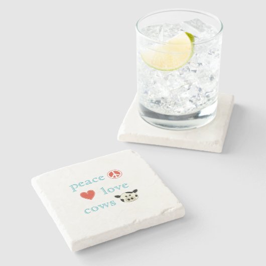 平和愛と牛 ストーンコースター (横)