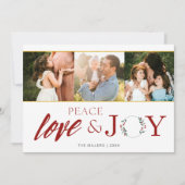 平和愛の喜び3つの写真家族のクリスマス シーズンカード (正面)