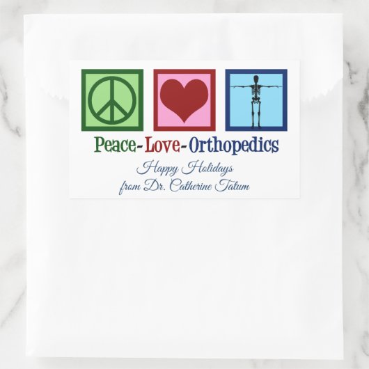 平和愛の整形外科のパーソナライズされたクリスマス 長方形シール (バッグ)
