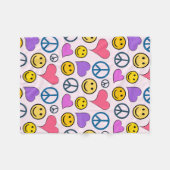 平和愛の笑いのパターン フリースブランケット (正面(横))