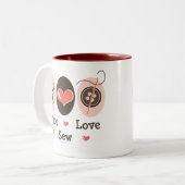 平和愛は裁縫のマグを縫います ツートーンマグカップ (正面左)