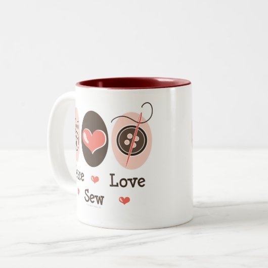 平和愛は裁縫のマグを縫います ツートーンマグカップ (正面左)