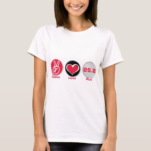 平和愛は26.2マイル-マラソン--を走ります Tシャツ (正面)