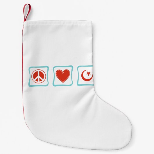 平和愛イスラム教の正方形 スモールクリスマスストッキング (正面)