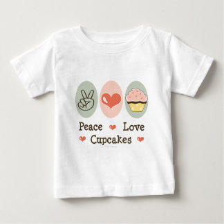 平和愛カップケーキの乳児のTシャツ ベビーTシャツ