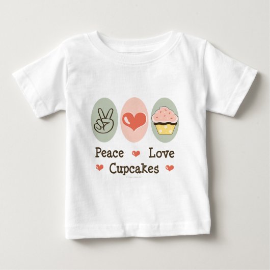 平和愛カップケーキの乳児のTシャツ ベビーTシャツ (正面)