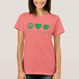 平和愛シャムロックの女性のTシャツ Tシャツ