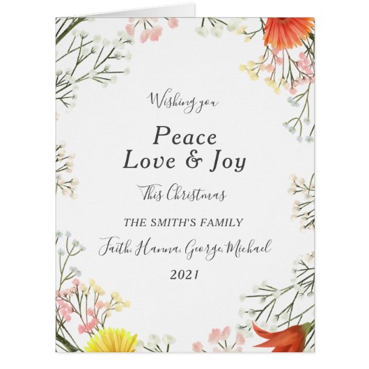 平和愛ジョイファミリーメリークリスマスポストカード (正面)