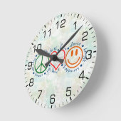平和愛スマイル ラウンド壁時計 (傾斜)