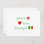 平和愛セネガルハートとセネガル国旗 ポストカード (正面/裏面)