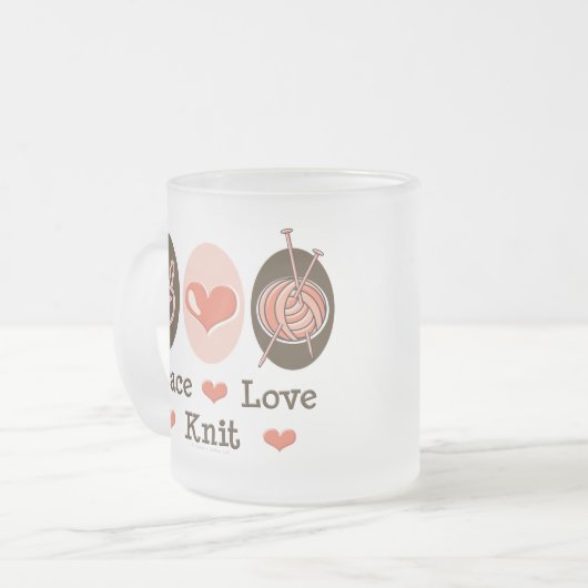 平和愛ニットによって曇らされるマグ フロストグラスマグカップ (正面左)