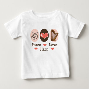 平和愛ハープのベビーのTシャツ ベビーTシャツ