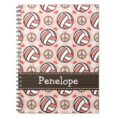 平和愛バレーボールの螺線形ノートジャーナル ノートブック (正面)