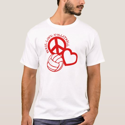 平和愛バレーボール。 赤い Tシャツ (正面)