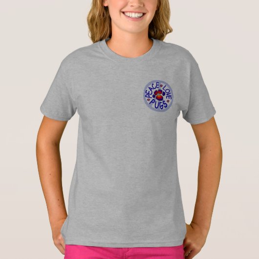 平和愛パグの女の子のジッパーのフード付きスウェットシャツ (正面)