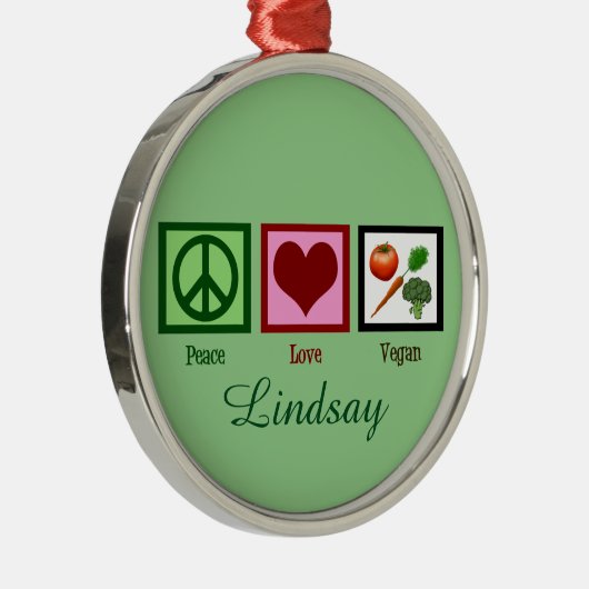 平和愛ビーガンのカスタムの緑 メタルオーナメント (右)