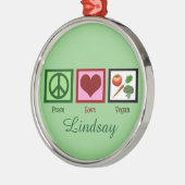 平和愛ビーガンのカスタムの緑 メタルオーナメント (左)