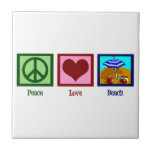 平和愛ビーチ タイル<br><div class="desc">ピースサイン、ハートおよびかわいいビーチ。</div>