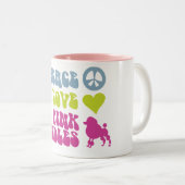 平和愛ピンクのプードルはスタイル、色を襲いましたり、選びます ツートーンマグカップ (正面右)