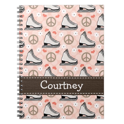 平和愛フィギュアスケートの螺線形ノートジャーナル ノートブック (正面)