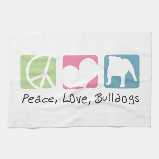 平和愛ブルドッグ キッチンタオル (横)