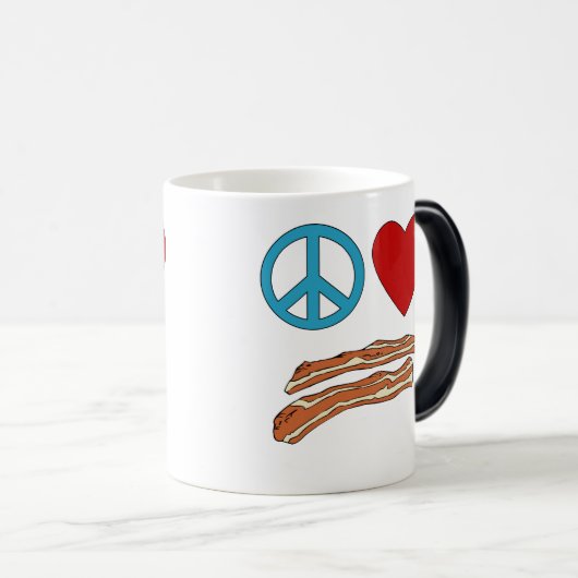 平和愛ベーコンの象徴学のTシャツ、マグ モーフィングマグカップ (正面右)