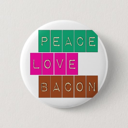 平和愛ベーコン明るい色のデザイン 缶バッジ (正面)